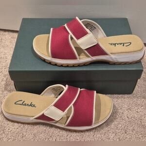Clarks | EUC | Red and Cream | Sandals | Size 9M